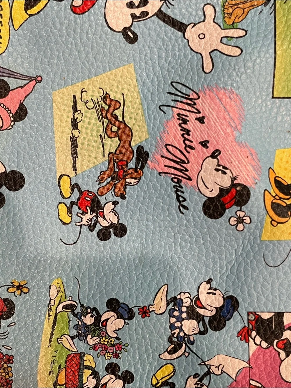 Light Blue Disney Cartoon Print Satchel Shoulder Bag with Black Handles